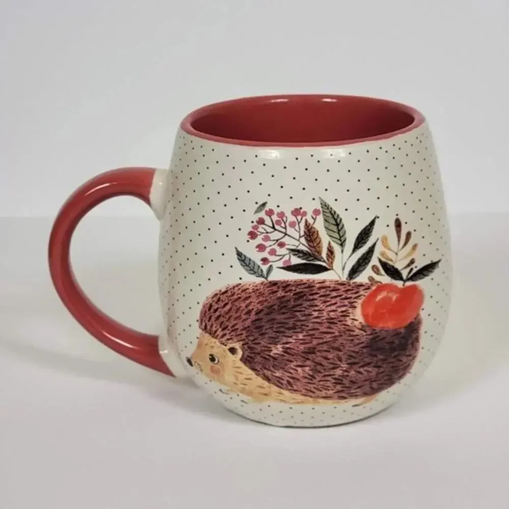 Nicole Miller Home Hedgehog Coffee Mug Large 14oz Ceramic Red Handle